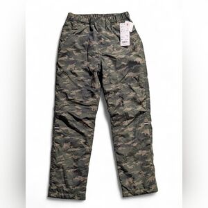 UNIQLO Kids Boys MD Olive Green Dino Camo Fleece Lined Pull-On Active Pants